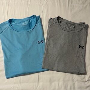 Under Armour Men's Short Sleeve Tees - Light Blue and Gray